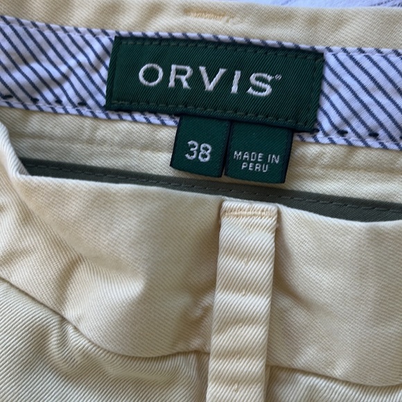 Orvis Flat Front Twill 8.5 Inseam Short in Yellow - Picture 3 of 4